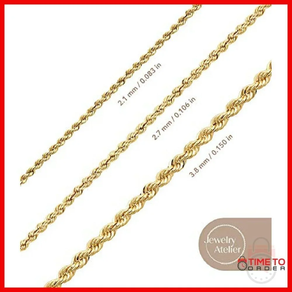 14K Gold Filled Rope Chain Necklace - Multiple Sizes Available